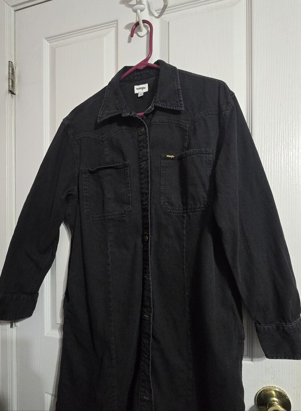 Wrangler Black Longline Denim Shirt Jacket